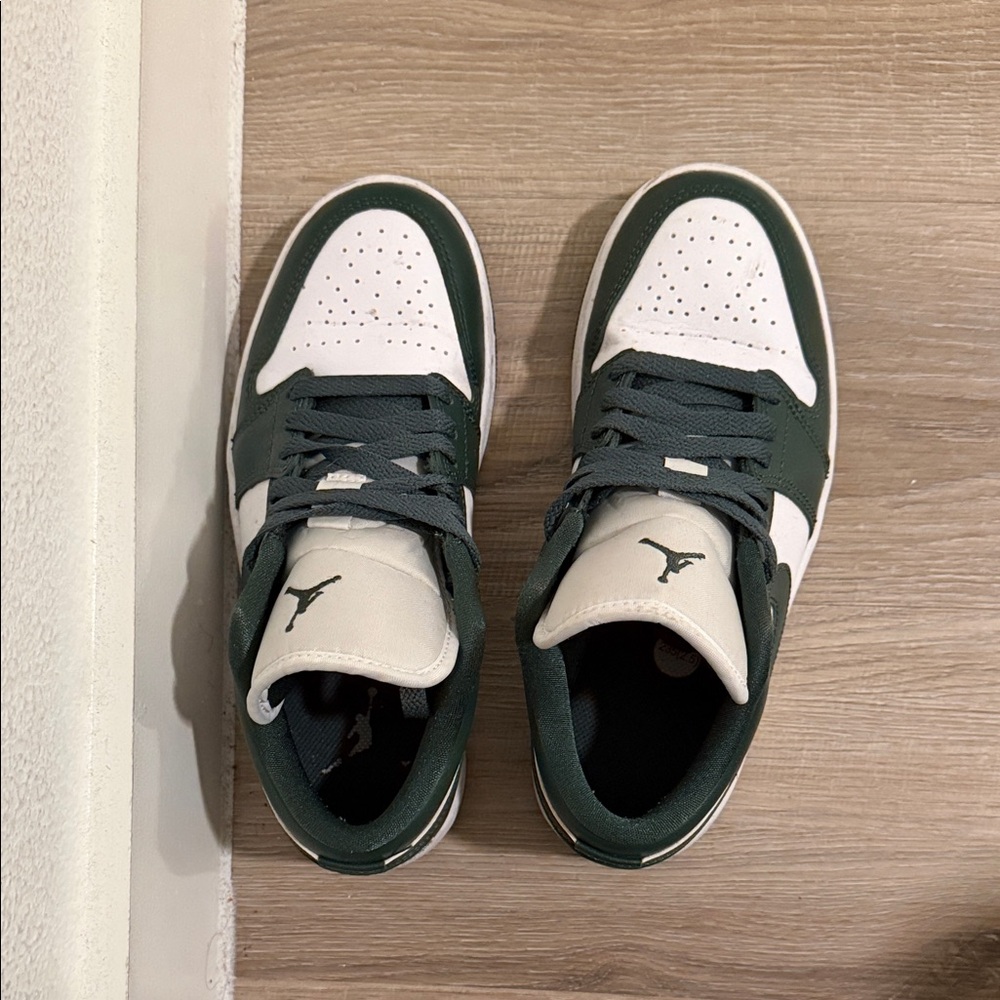 Jordan Low Top Sneakers in White and Dark Green